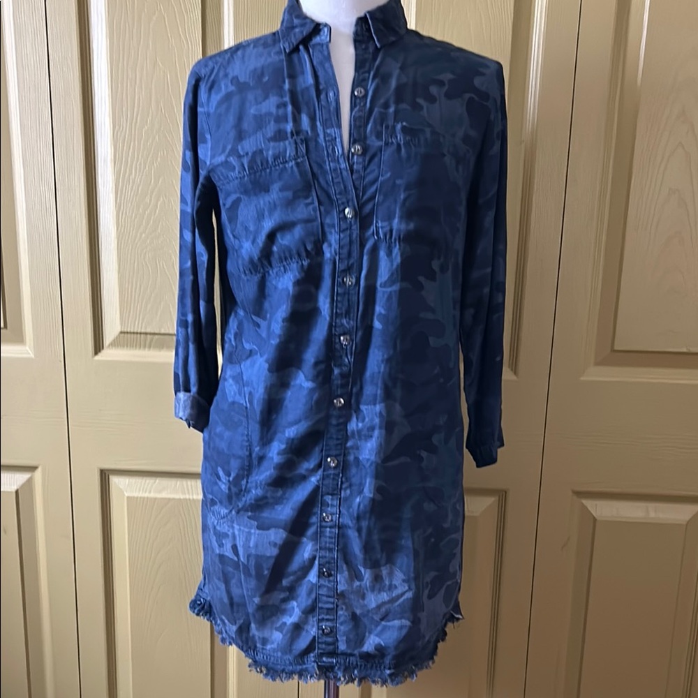 Women’s Blue Camouflage Shirt Dress